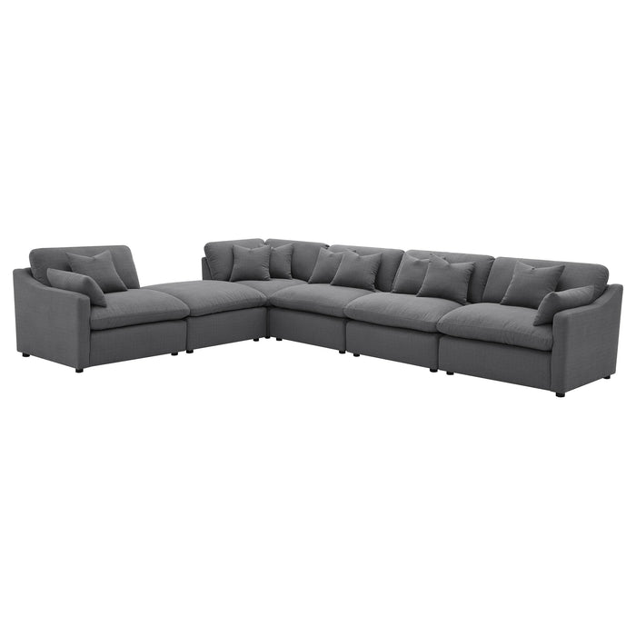 Hobson 6-piece Upholstered Modular Sectional Sofa Charcoal - Bargain Furniture (Detroit, MI)