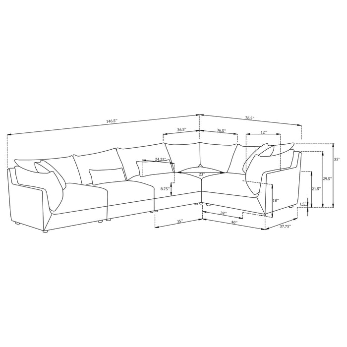 Sasha 5 Piece Sectionals - Bargain Furniture (Detroit, MI)