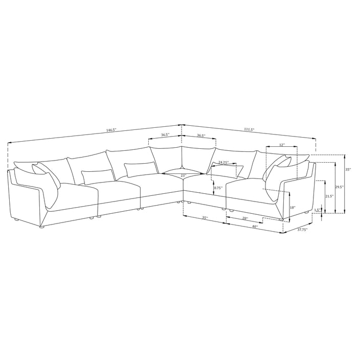 Sasha 6 Piece Sectionals - Bargain Furniture (Detroit, MI)