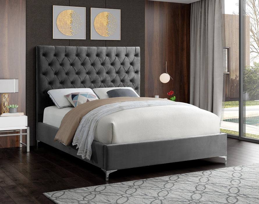 Cruz Grey Velvet Full Bed