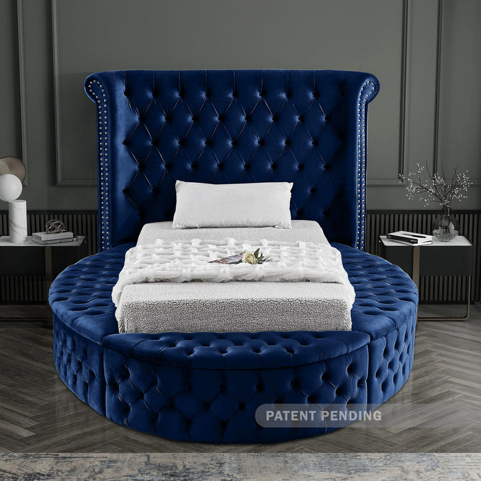 Luxus Navy Velvet Twin Bed (3 Boxes)