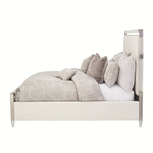 AICO Furniture Penthouse King Upholstered Platform Bed in Ash Gray - Bargain Furniture (Detroit, MI)