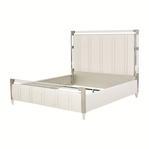 AICO Furniture Penthouse King Upholstered Platform Bed in Ash Gray - Bargain Furniture (Detroit, MI)