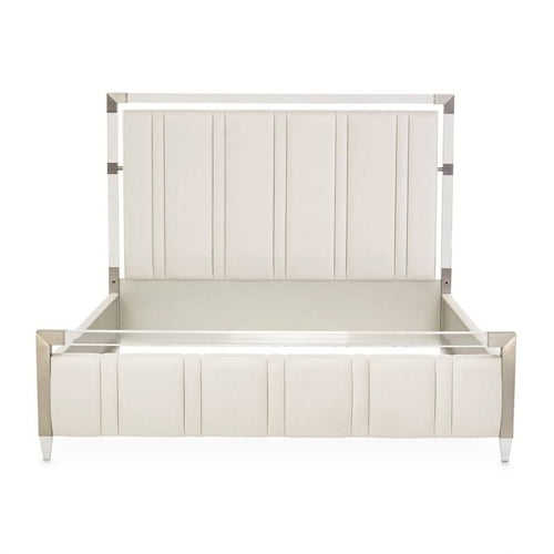 AICO Furniture Penthouse King Upholstered Platform Bed in Ash Gray - Bargain Furniture (Detroit, MI)