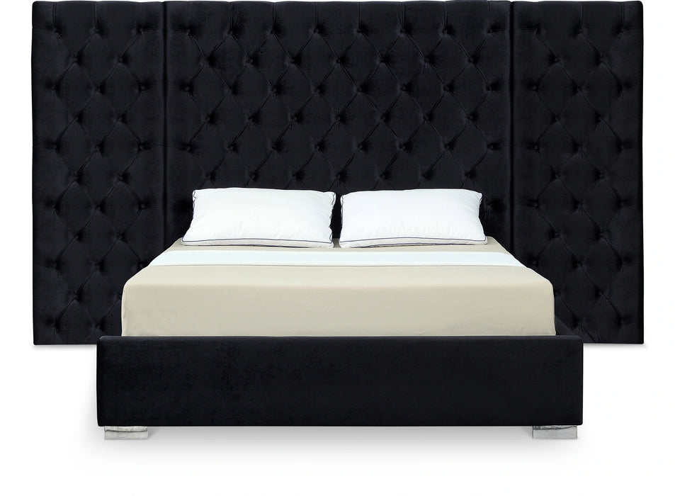 Grande Black Velvet King Bed (3 Boxes)