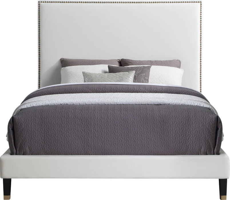 Harlie Cream Velvet King Bed
