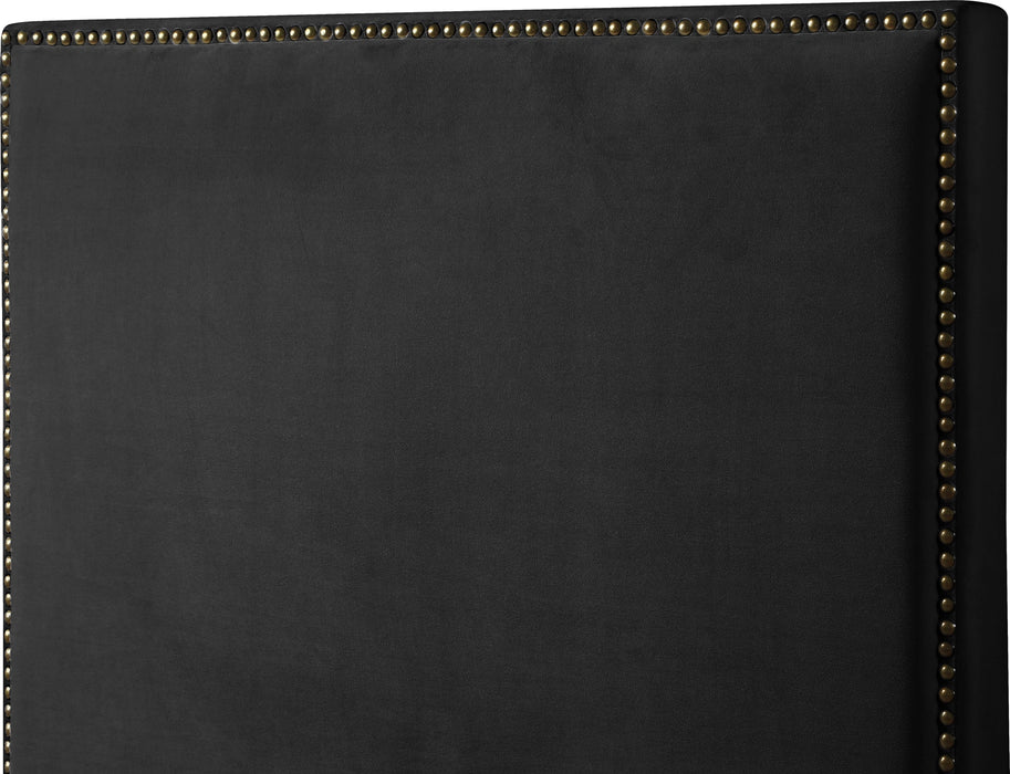 Harlie Black Velvet Twin Bed