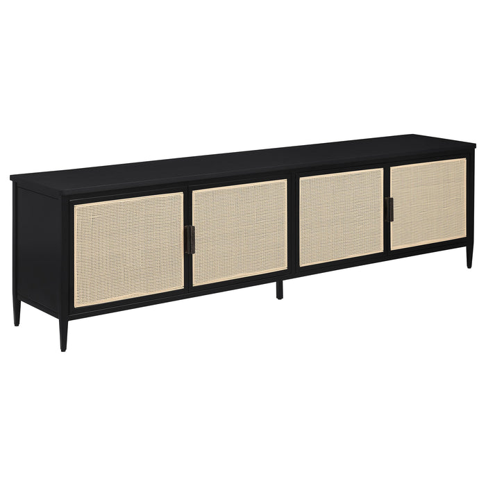 Amherst 4-door 78-inch Metal TV Stand Media Console Black - Bargain Furniture (Detroit, MI)