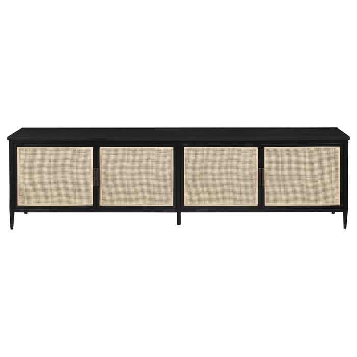Amherst 4-door 78-inch Metal TV Stand Media Console Black - Bargain Furniture (Detroit, MI)