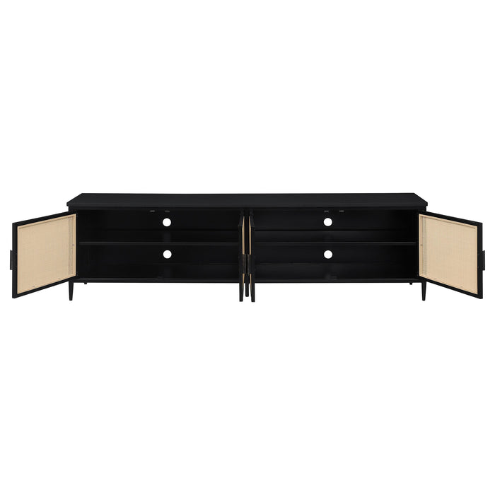 Amherst 4-door 78-inch Metal TV Stand Media Console Black - Bargain Furniture (Detroit, MI)