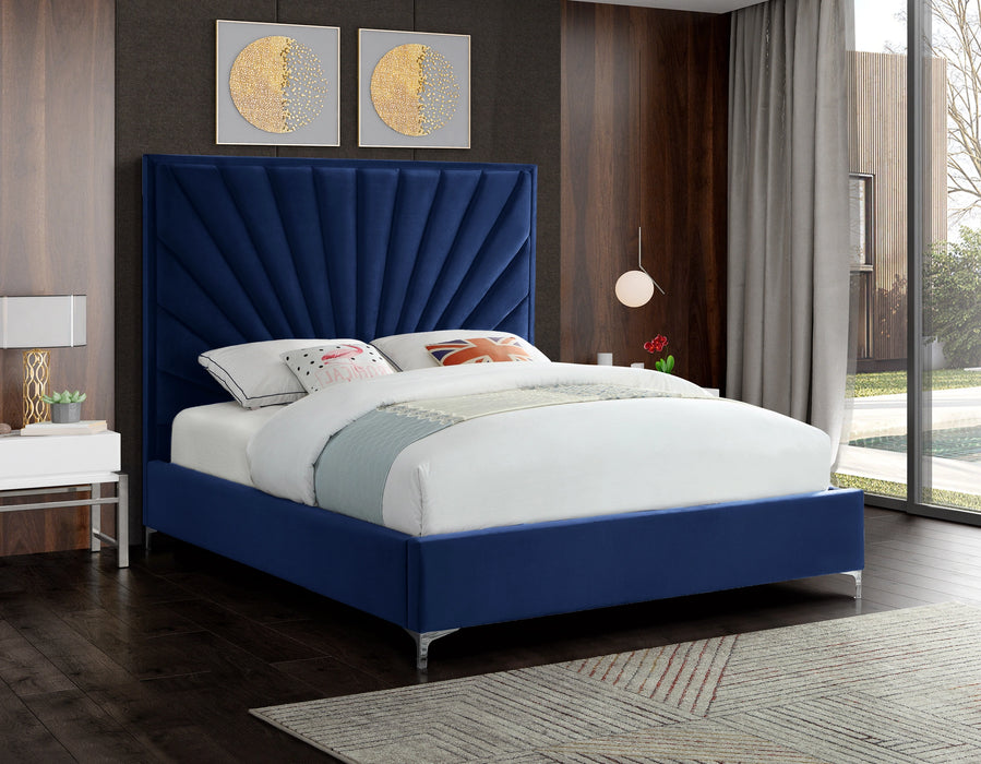 Eclipse Navy Velvet Queen Bed
