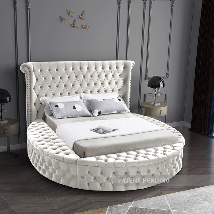 Luxus Cream Velvet Queen Bed (3 Boxes)