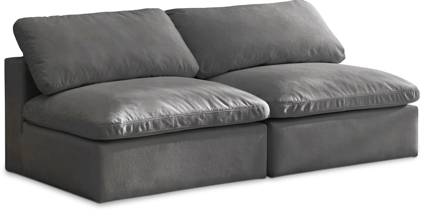 Cozy Grey Velvet Cloud Modular Armless Sofa