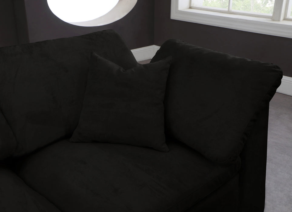 Cozy Black Velvet Cloud Modular Sectional