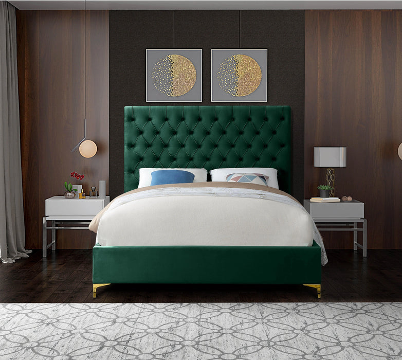 Cruz Green Velvet King Bed