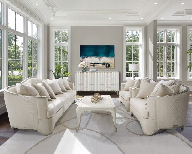 AICO London Place Sofa in Light Champagne - Bargain Furniture (Detroit, MI)
