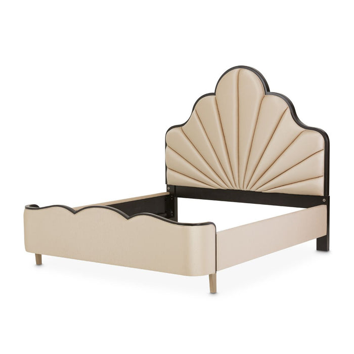 AICO Malibu Crest King Scalloped Panel Bed in Dark Espresso - Bargain Furniture (Detroit, MI)
