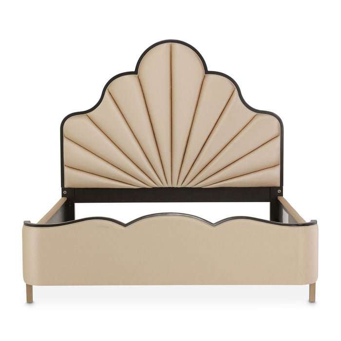 AICO Malibu Crest King Scalloped Panel Bed in Dark Espresso - Bargain Furniture (Detroit, MI)