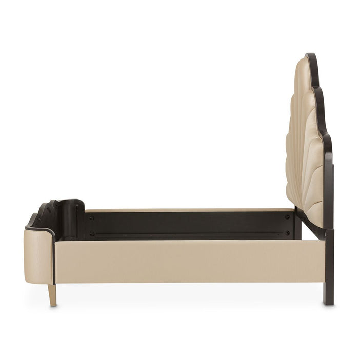 AICO Malibu Crest King Scalloped Panel Bed in Dark Espresso - Bargain Furniture (Detroit, MI)