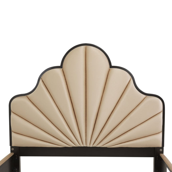 AICO Malibu Crest King Scalloped Panel Bed in Dark Espresso - Bargain Furniture (Detroit, MI)