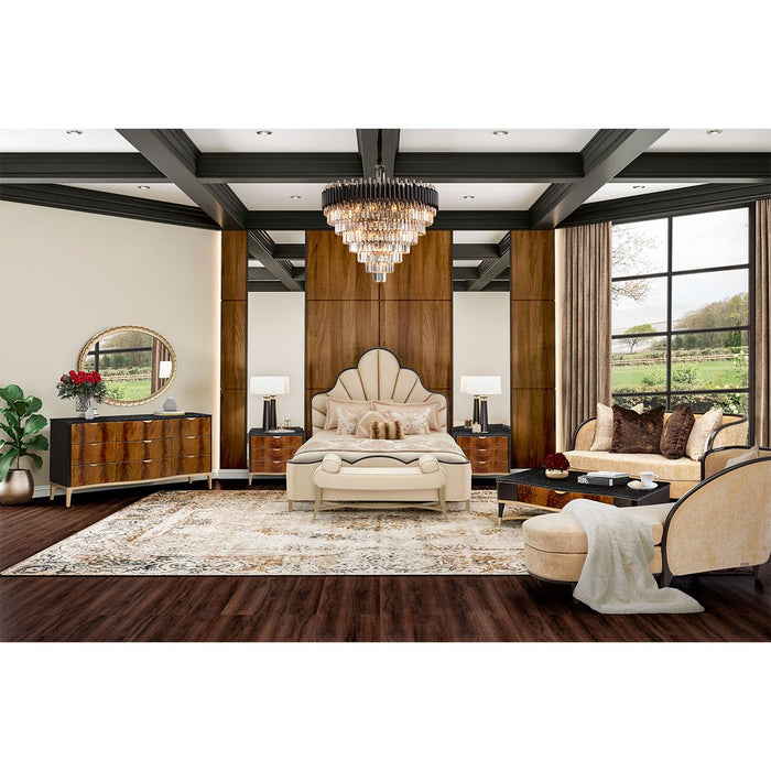 AICO Malibu Crest King Scalloped Panel Bed in Dark Espresso - Bargain Furniture (Detroit, MI)