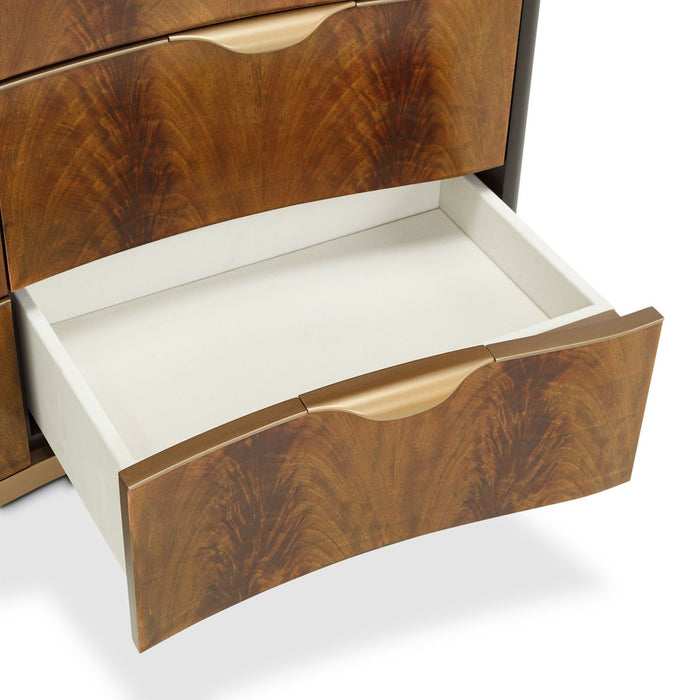 AICO Malibu Crest 9 Drawer Dresser in Crotch Mahogany - Bargain Furniture (Detroit, MI)
