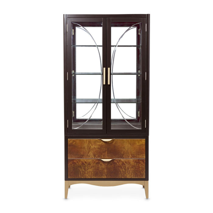 AICO Malibu Crest Display Cabinet in Crotch Mahogany - Bargain Furniture (Detroit, MI)