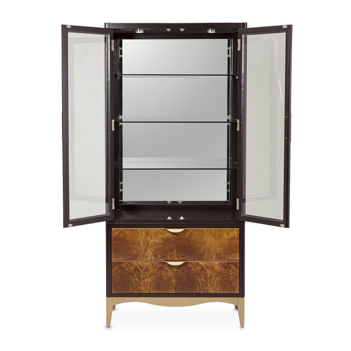 AICO Malibu Crest Display Cabinet in Crotch Mahogany - Bargain Furniture (Detroit, MI)