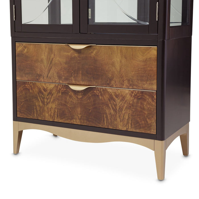 AICO Malibu Crest Display Cabinet in Crotch Mahogany - Bargain Furniture (Detroit, MI)