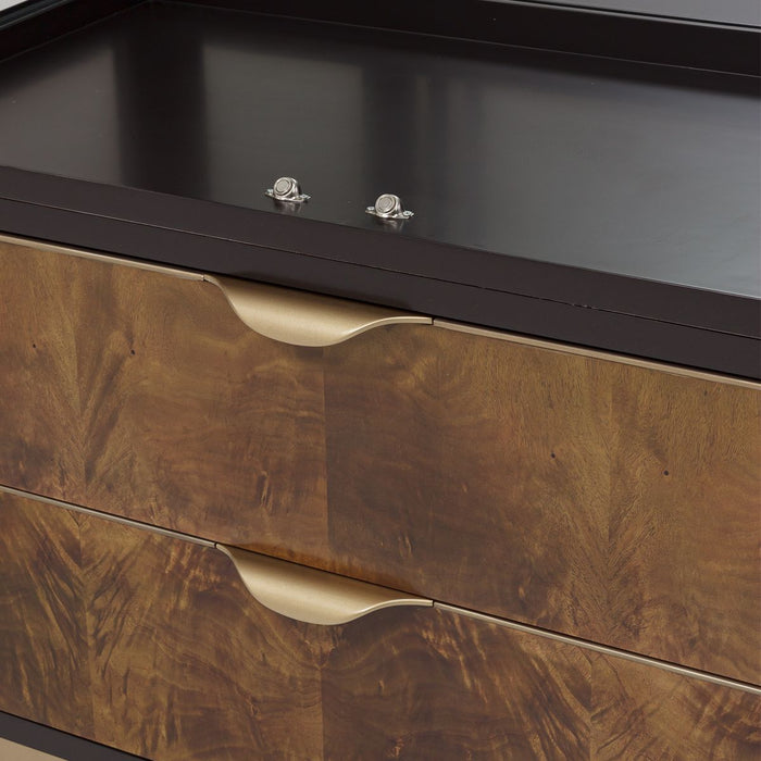AICO Malibu Crest Display Cabinet in Crotch Mahogany - Bargain Furniture (Detroit, MI)