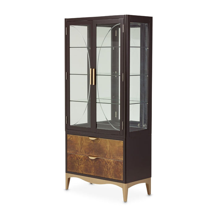 AICO Malibu Crest Display Cabinet in Crotch Mahogany - Bargain Furniture (Detroit, MI)