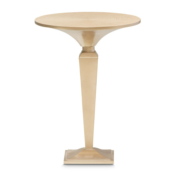 AICO Malibu Crest Round Pedestal Tea Table in Crotch Mahogany - Bargain Furniture (Detroit, MI)