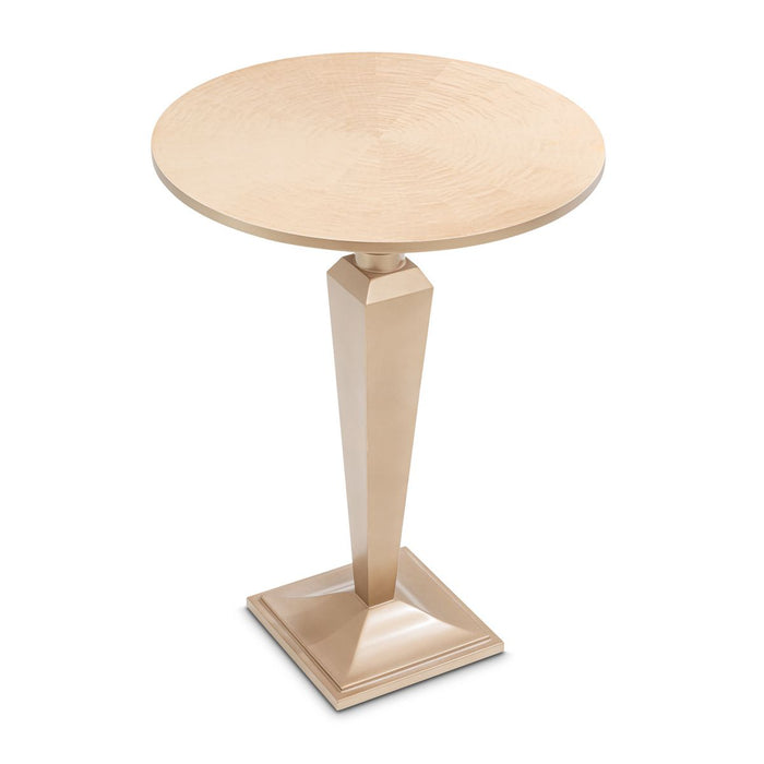 AICO Malibu Crest Round Pedestal Tea Table in Crotch Mahogany - Bargain Furniture (Detroit, MI)