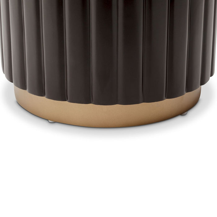 AICO Malibu Crest Round Chairside Table in Dark Espresso - Bargain Furniture (Detroit, MI)