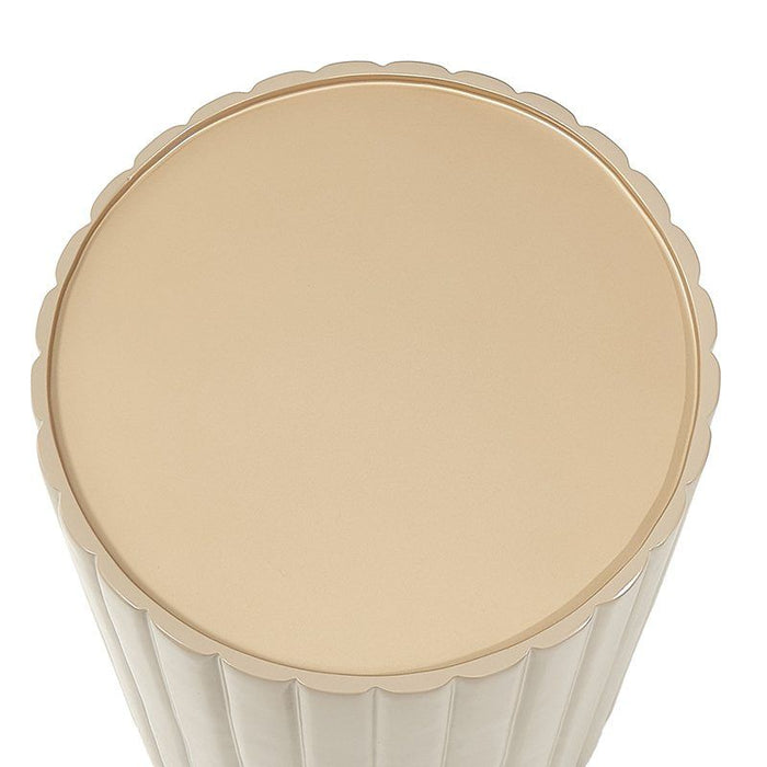 AICO Malibu Crest Round Chairside Table in Chardonnay - Bargain Furniture (Detroit, MI)