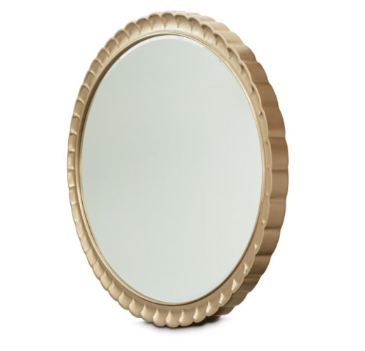 AICO Malibu Crest Oval Wall Mirror in Burnished Gold - Bargain Furniture (Detroit, MI)