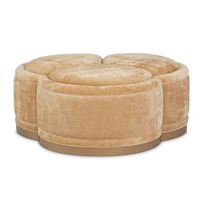 AICO Malibu Crest Clover Cocktail Ottoman in Dark Espresso - Bargain Furniture (Detroit, MI)