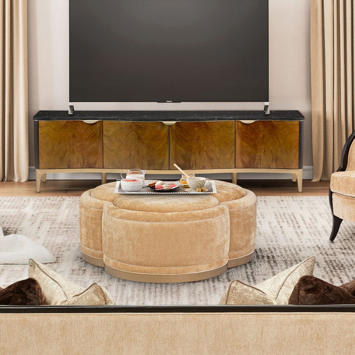 AICO Malibu Crest Clover Cocktail Ottoman in Dark Espresso - Bargain Furniture (Detroit, MI)