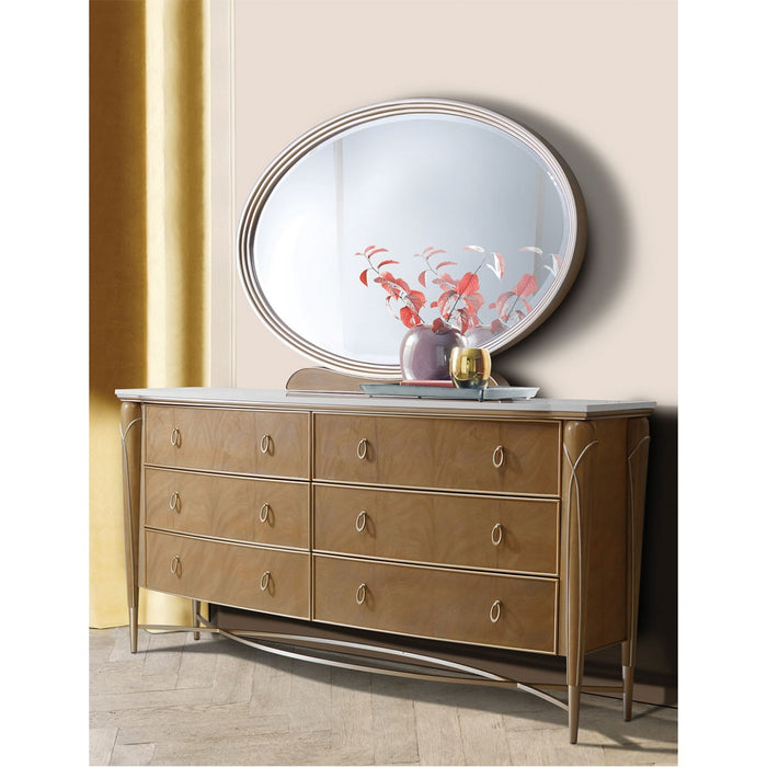 AICO Villa Cherie Mirror in Caramel - Bargain Furniture (Detroit, MI)