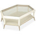 AICO La Rachelle Hexagon Cocktail Table w/Glass in Medium Champagne - Bargain Furniture (Detroit, MI)