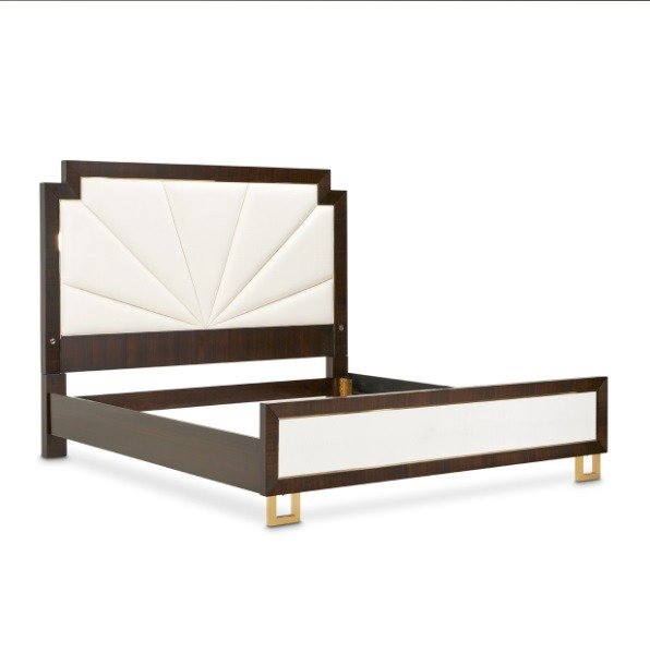 AICO Belmont Place Cal King Panel Upholstered Bed in Espresso - Bargain Furniture (Detroit, MI)