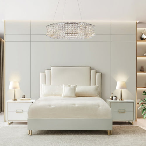 AICO Furniture Palm Gate King Platform Bed in Cloud White - Bargain Furniture (Detroit, MI)