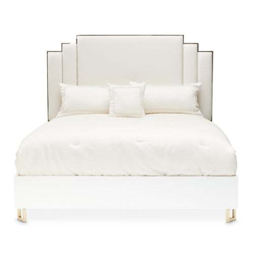 AICO Furniture Palm Gate California King Platform Bed in Cloud White - Bargain Furniture (Detroit, MI)