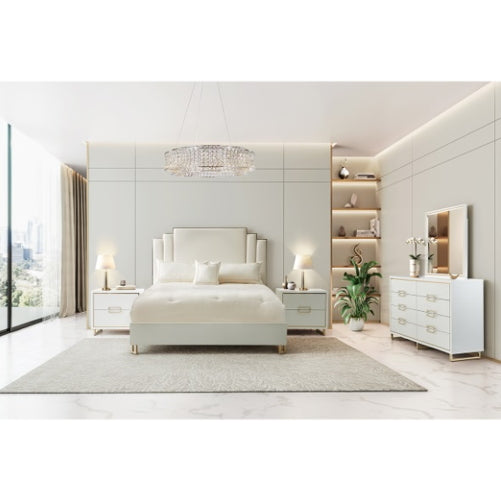 AICO Furniture Palm Gate Wall Mirror in Cloud White - Bargain Furniture (Detroit, MI)
