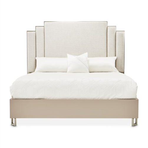 AICO Furniture Palm Gate Queen Upholstered Platform Bed in Clay - Bargain Furniture (Detroit, MI)