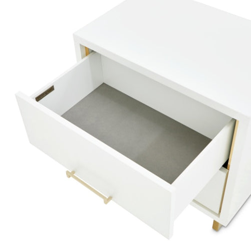 AICO Furniture Palm Gate Nightstand in Cloud White - Bargain Furniture (Detroit, MI)