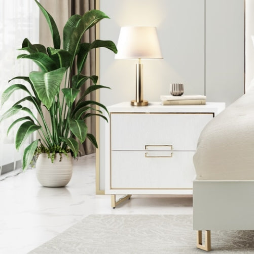 AICO Furniture Palm Gate Nightstand in Cloud White - Bargain Furniture (Detroit, MI)