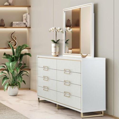 AICO Furniture Palm Gate Wall Mirror in Cloud White - Bargain Furniture (Detroit, MI)