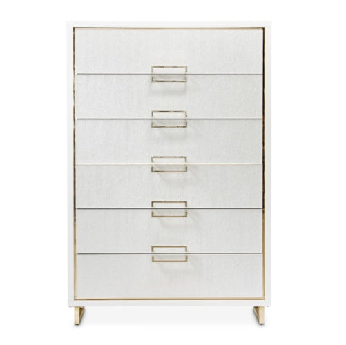 AICO Furniture Palm Gate 6 Drawer Chest in Cloud White - Bargain Furniture (Detroit, MI)