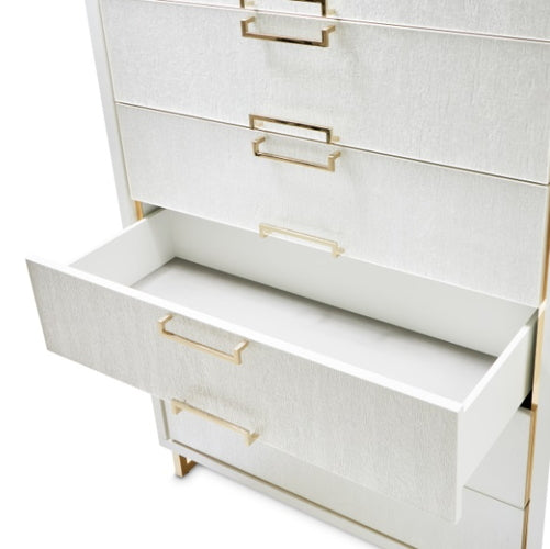 AICO Furniture Palm Gate 6 Drawer Chest in Cloud White - Bargain Furniture (Detroit, MI)